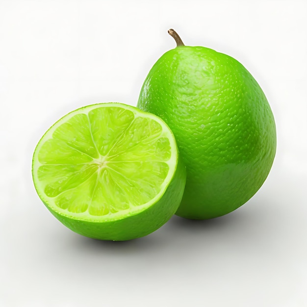 two limes are next to each other one is green