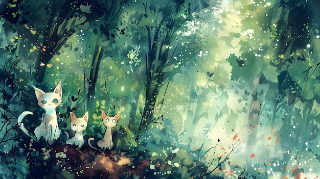 two little animals are in the forest and one is a little fox