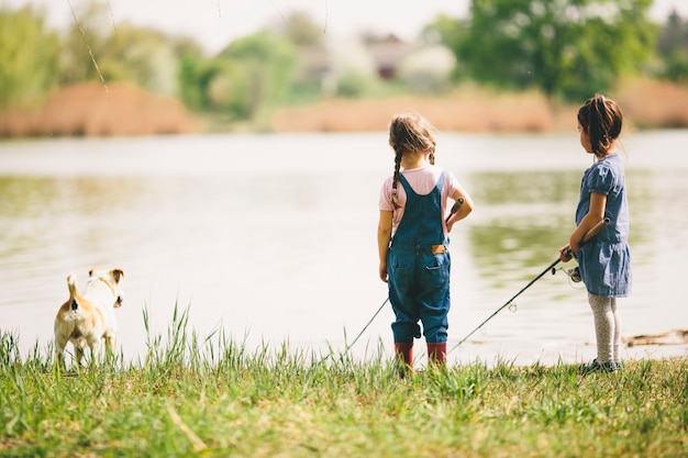 Two little girls at fishing