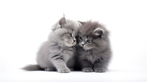 two lovely baby persian cats in white background