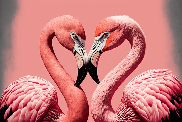 Photo two lovers flamingos generative ai