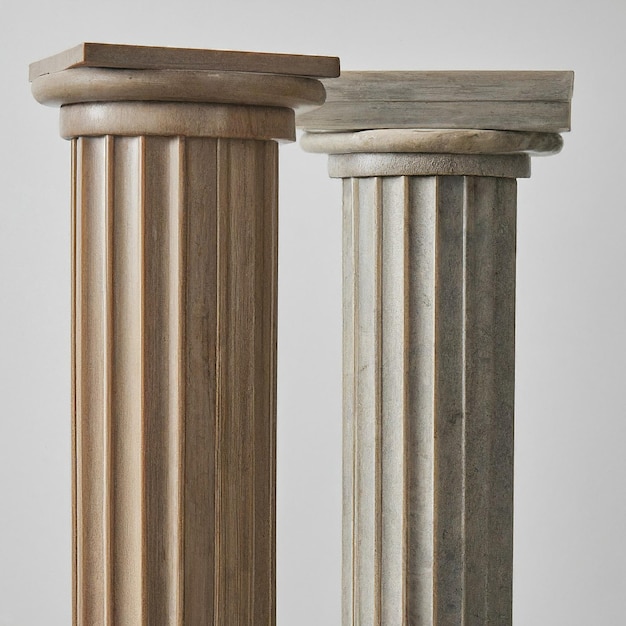 two marble columns with one that has the number 3 on it