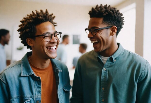 two men laughing and laughing one of them has a smile