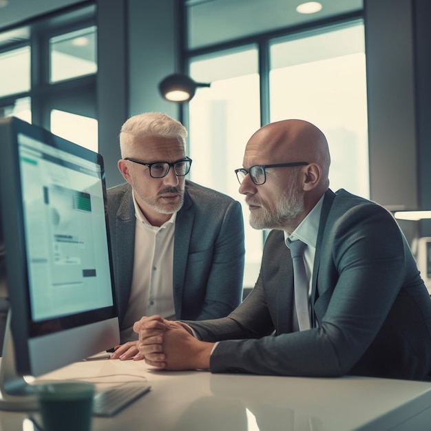 Two men looking at a computer screen