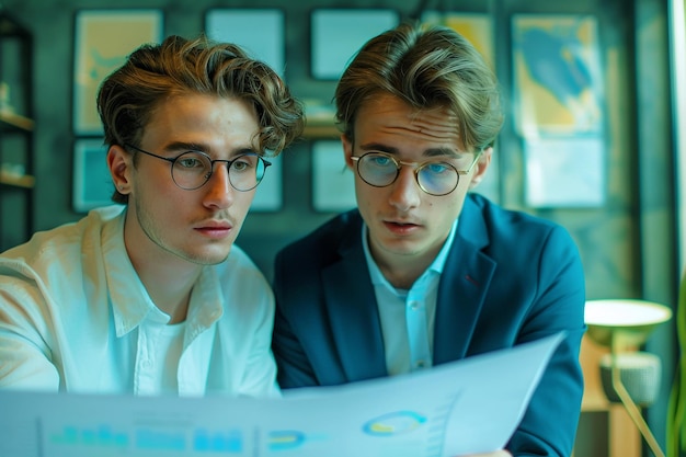 Photo two men looking at a map that says quot graph quot