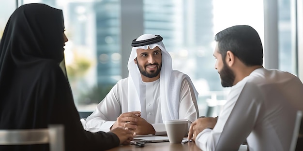 two men one with a brown and black beard and the other with a white shirt sit at a brown and wood table in a restaurant the man with the brown and black beard