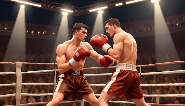 two men in red boxing gloves one of them has the word quot on it