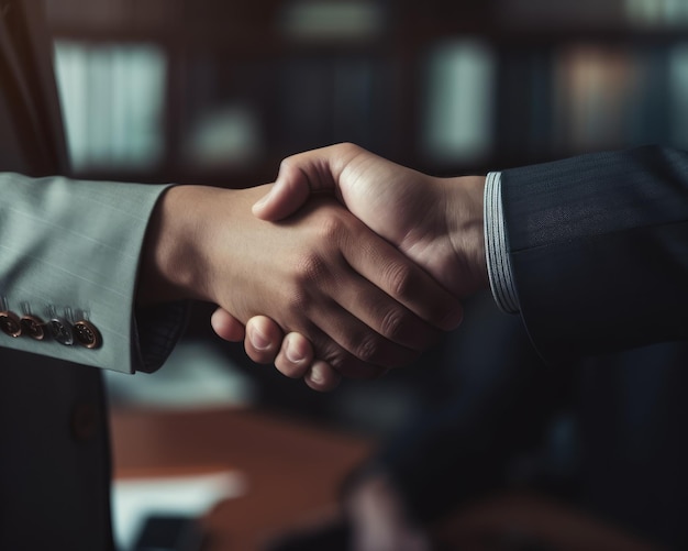 Two men shaking hands in an office