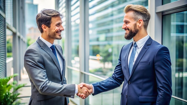 two men shaking hands one of them is shaking hands with another