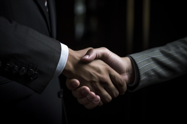 Two men shaking hands one of which is the first person to be named