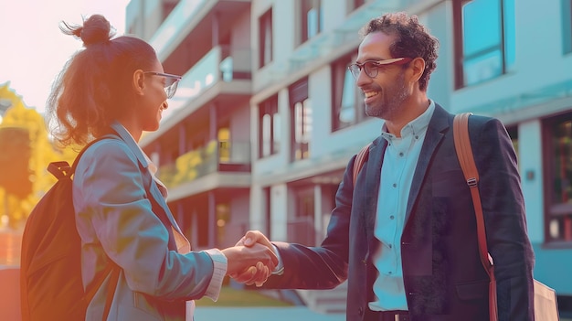 two men shaking hands one of which is shaking hands