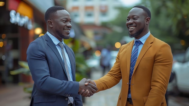 Two Men Shaking Hands in Suits