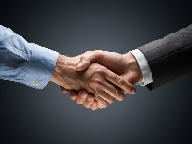 two men shaking hands with a black background