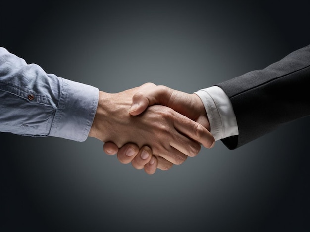 two men shaking hands with a black background