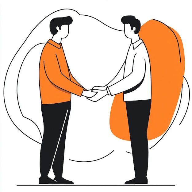 Photo two men shaking hands with one that says  two