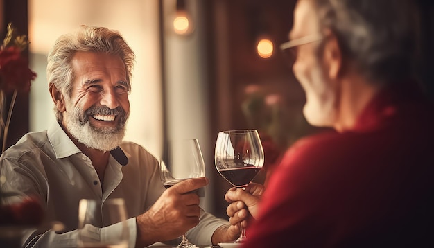 two men sharing a glass of wine at the restaurant