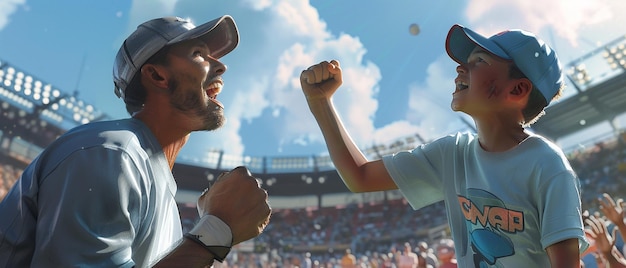 two men in a stadium one of which has the word quot on it quot