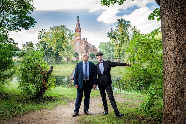 Two men in a summer park