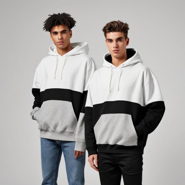 two men wearing hoodies that say quot the one is wearing quot