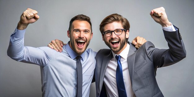 two men with their arms around each other one wearing a tie that says quot the other is happy quot