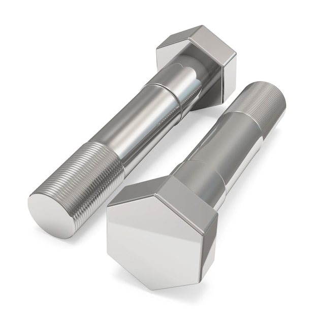 Two Metal Bolts on white background