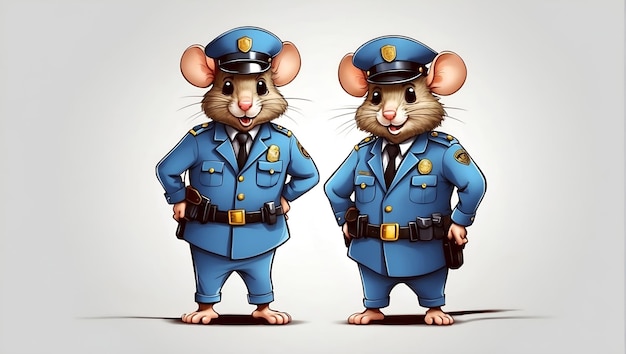 Two mouses with one wearing a blue uniform