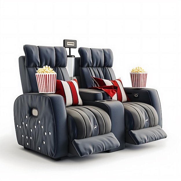 Two Movie Theater Seats with Popcorn