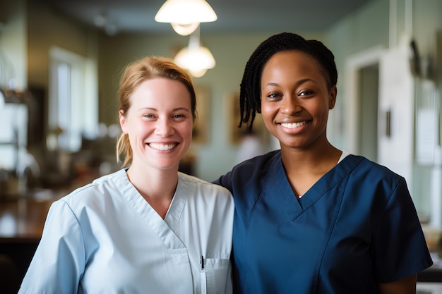 two nurse smiling in an office photo