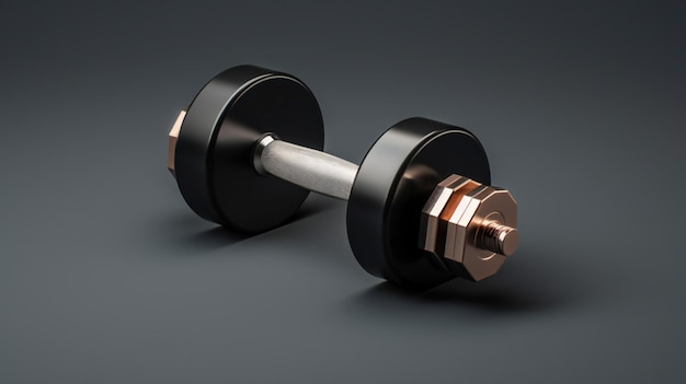 two orange and black dumbbells on a gray background