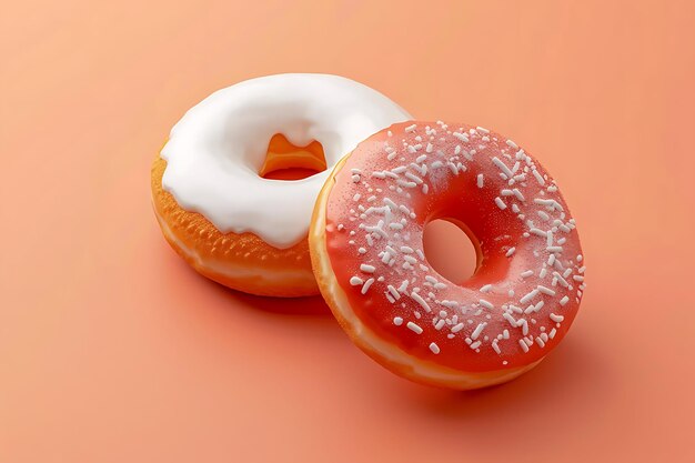 Two orange donuts and one white on an orange background for calendar