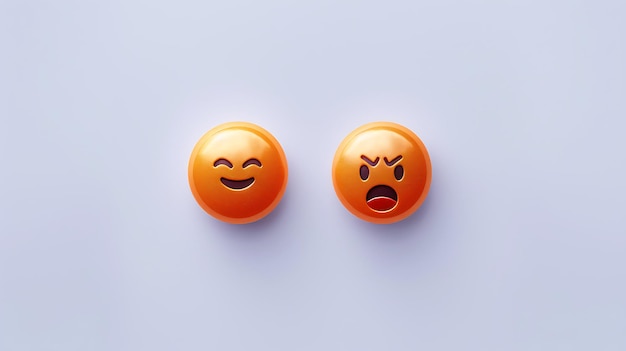 Photo two orange earrings with a face that says  angry