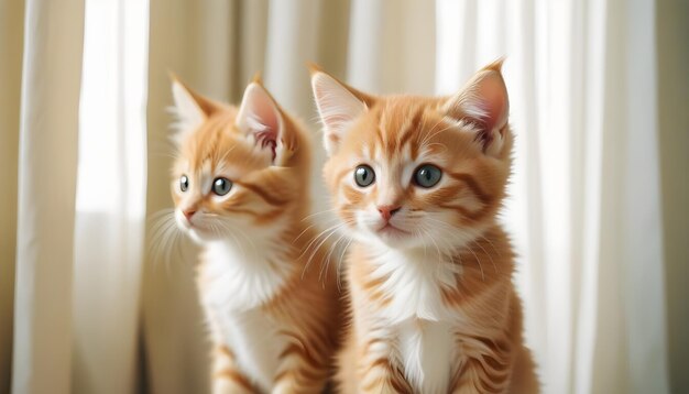 two orange kittens with white stripes and one with a white and orange striped one