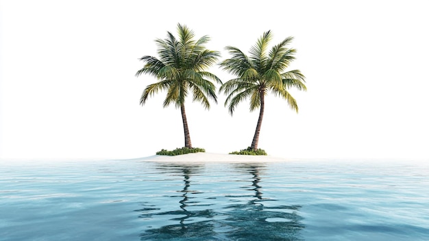 Photo two palm trees in the water with two palm trees in the water