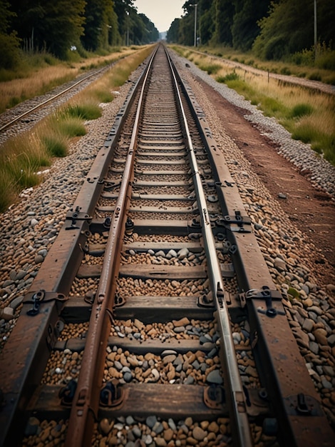 Two parallel railway tracks extending into the distance