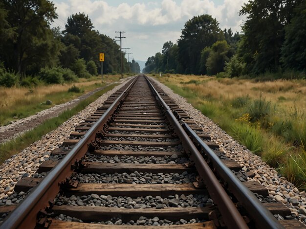 Two parallel railway tracks extending into the distance