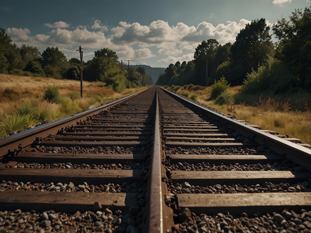 Two parallel railway tracks extending into the distance