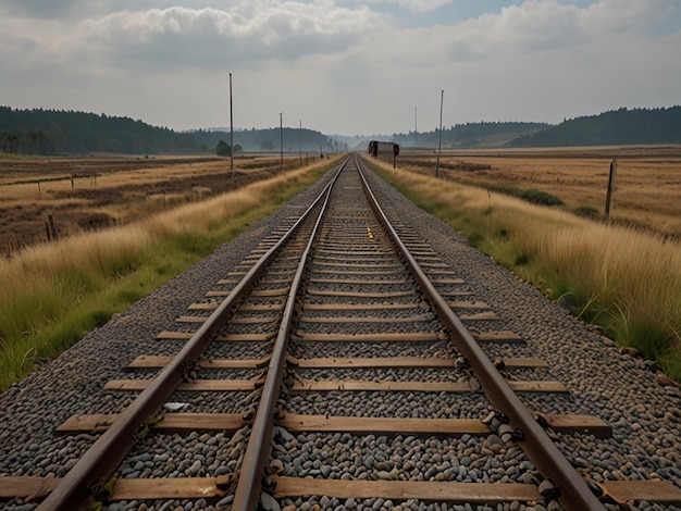 Two parallel railway tracks extending into the distance