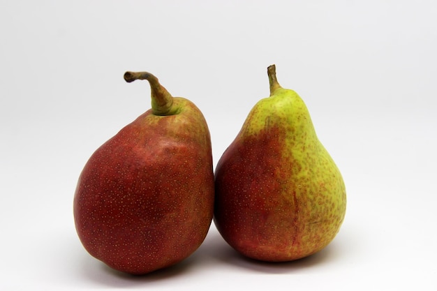 two pears one red and one green