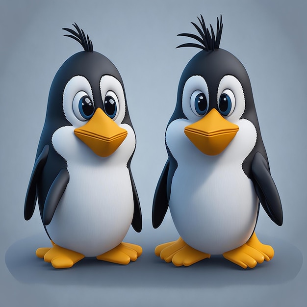 Two penguins cartoon character