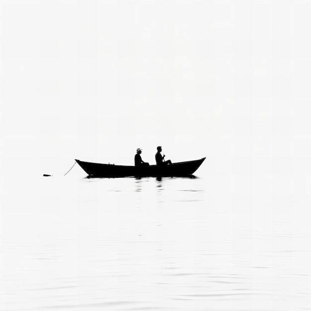 Photo two people in a boat with a stick in the water