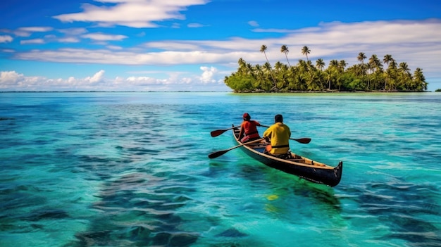 Two people in a canoe in the water