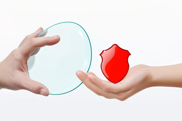 Photo two people holding a glass with a red heart on it