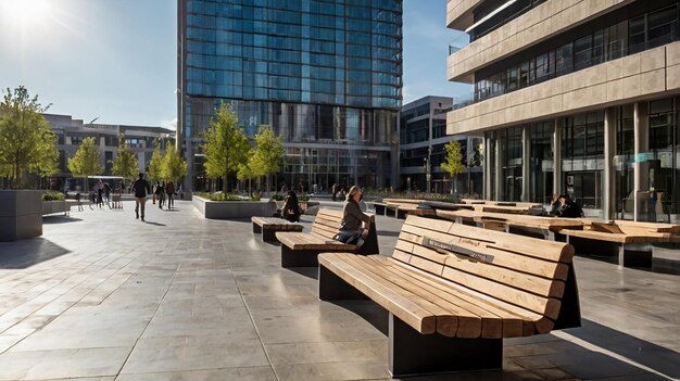 Photo two people sit on benches in front of a building with a sign that says quot no one quot