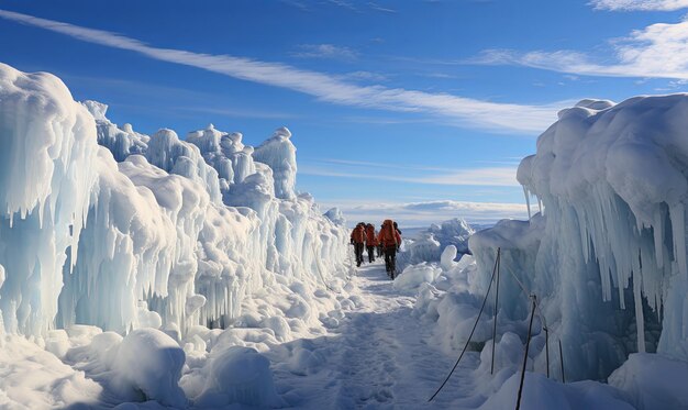 Two People Standing in Snow