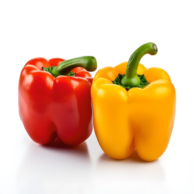 Two peppers are sitting next to each other