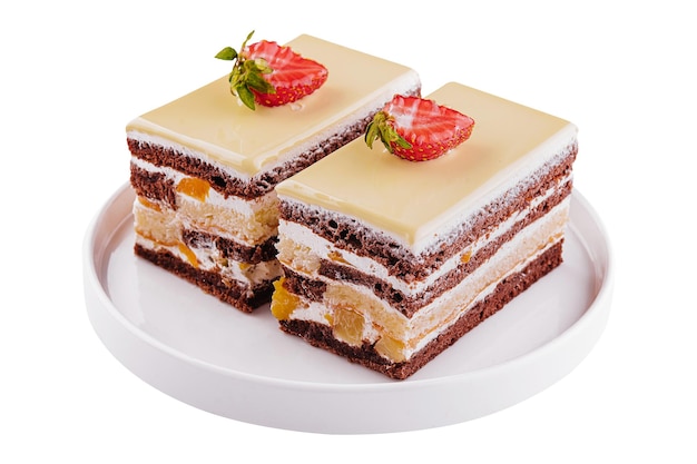 Two pieces multilayered cocoa sponge cake