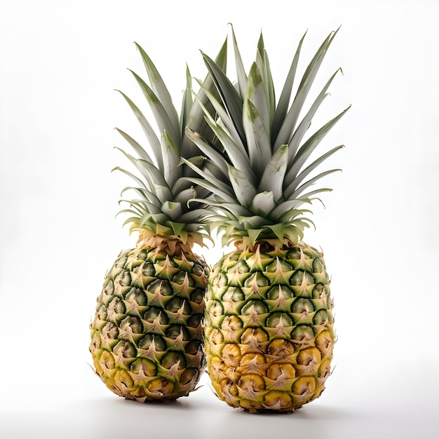 Two pineapples are sitting side by side.