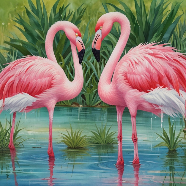 Two Pink Flamingos