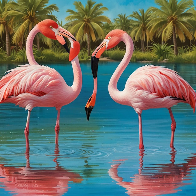 Two Pink Flamingos