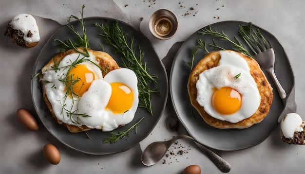 two plates of eggs with a spoon and a spoon with a spoon and a spoon